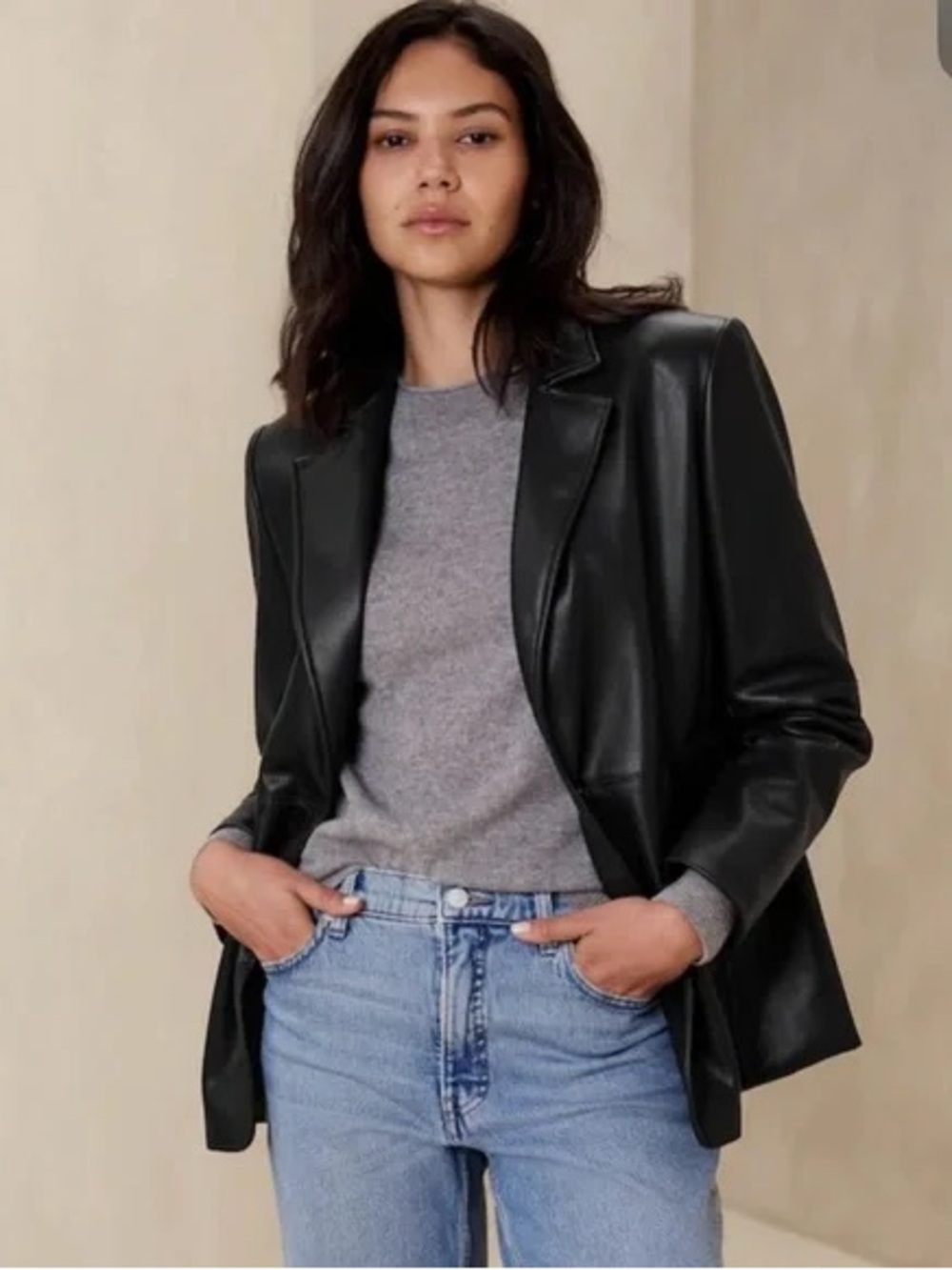 Rebecca Minkoff Black Faux Leather Blazer Jacket